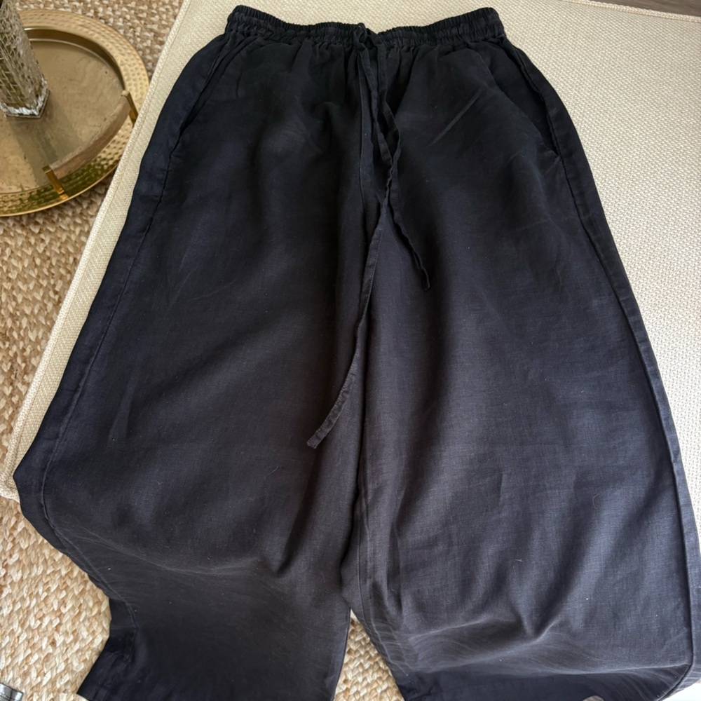 Equipment Black Relaxed linen pants